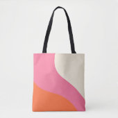 Tote Bag Vagues simples - rose, orange et crème (Devant)