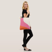 Tote Bag Vagues simples - rose, orange et crème (Sur le modèle)