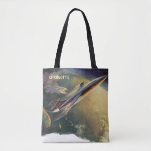 Tote Bag Vaisseau Spatial de Science-Fiction Vintage Avion 