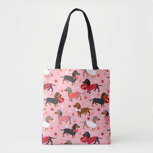Tote Bag Valentine Dachshund (Devant)