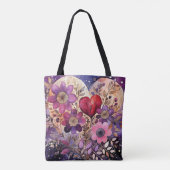 Tote Bag Valentine Floral Heart Art (Dos)