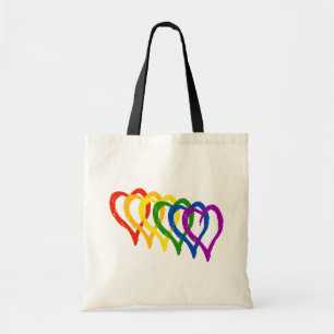 Tote Bag Valentine Gay pride Arc-en-ciel Drapeau Coeurs en