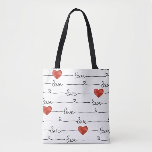 Tote Bag Valentine Hearts : Conception 3D (Devant)