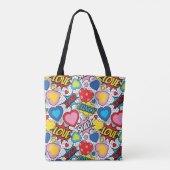 Tote Bag Valentine Hearts Pop Art (Dos)
