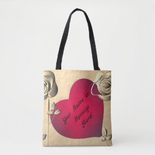 Tote Bag Valentine Roses & Coeur