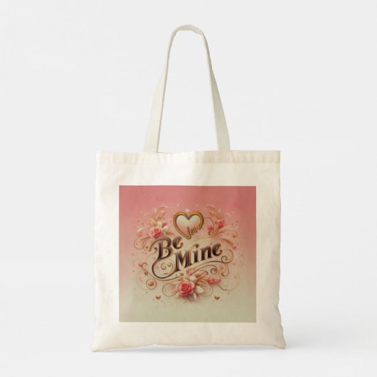 Tote Bag Valentine's Day Be Mine Design with Heart, Citatio (Dos)