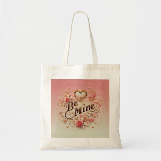 Tote Bag Valentine's Day Be Mine Design with Heart, Citatio (Devant)