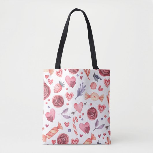 Tote Bag Valentines Jour Floral Et Bonbons (Devant)