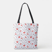 Tote Bag Valentines love bird red heart pattern (Dos)