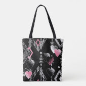 Tote Bag Valentines sans couture jour amour noir blanc moti (Dos)