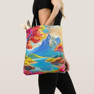 Tote Bag Vallée du printemps : Vue sur la montagne