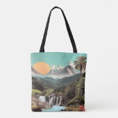Tote Bag Vallée Tropicale Surréelle Avec Cascades (Dos)