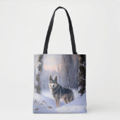 Tote Bag Vallhund suédois Laisser neiger Noël (Devant)