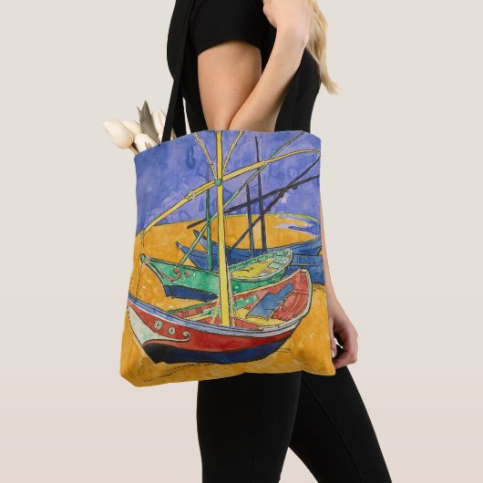 Tote Bag Van Gogh Bateaux Plage impressionniste (De près)