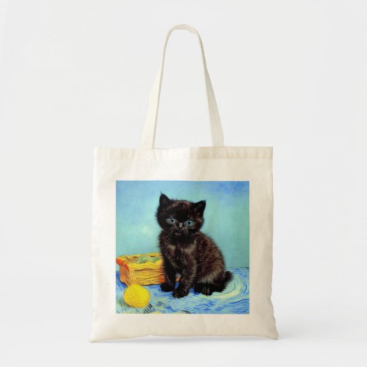Tote Bag Van Gogh Black Kitten avec fils (Devant)