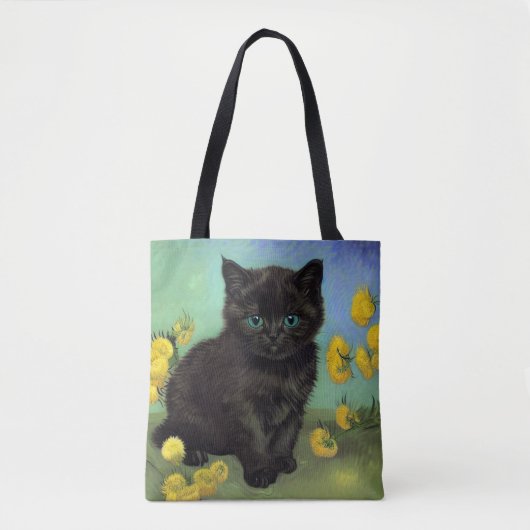 Tote Bag Van Gogh Chat noir Fleurs jaunes (Devant)