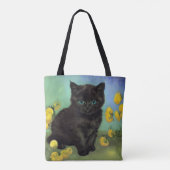 Tote Bag Van Gogh Chat noir Fleurs jaunes (Dos)