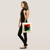 Tote Bag Van Gogh Chat noir Fleurs rouges (Devant (modèle))
