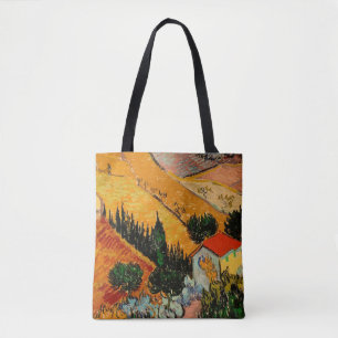Tote Bag Van Gogh - Paysage avec maisons et fleurs