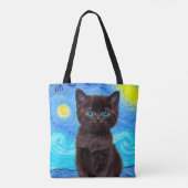 Tote Bag Van Gogh Starry Night Black Cat (Dos)