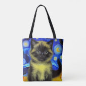 Tote Bag Van Gogh Starry Nuit Siamese Cat (Dos)