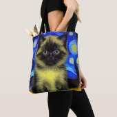Tote Bag Van Gogh Starry Nuit Siamese Cat (De près)