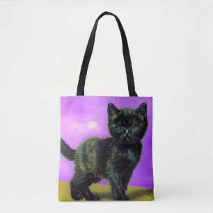Tote Bag Van Gogh Style Cat