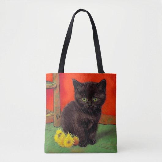Tote Bag Van Gogh Style Chat noir (Devant)