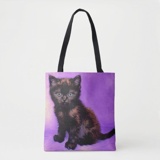 Tote Bag Van Gogh Style Chat pourpre (Devant)