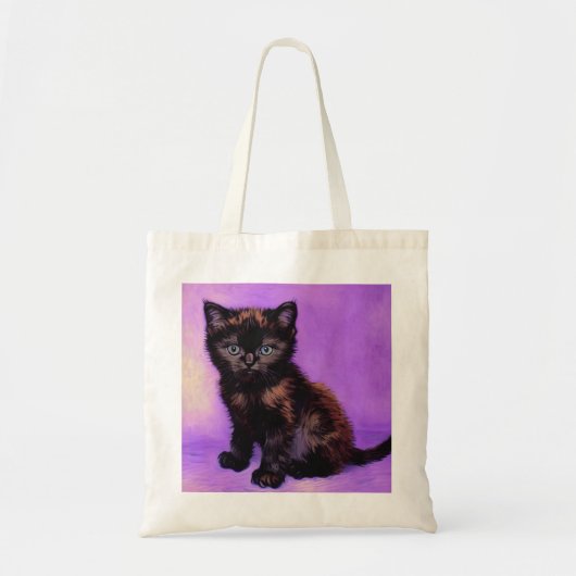 Tote Bag Van Gogh Style Chat pourpre (Devant)