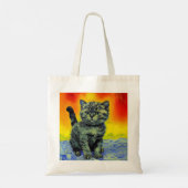 Tote Bag Van Gogh Style Chat Sunset Beach (Dos)