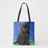 Tote Bag Van Gogh Style Kitten noir (Devant)