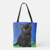 Tote Bag Van Gogh Style Kitten noir (Dos)