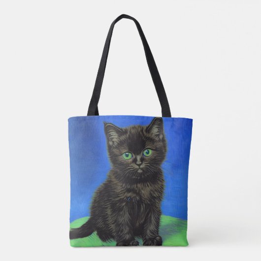 Tote Bag Van Gogh Style Kitten noir (Dos)