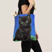 Tote Bag Van Gogh Style Kitten noir (De près)