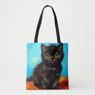 Tote Bag Van Gogh Style Pouting Kitten