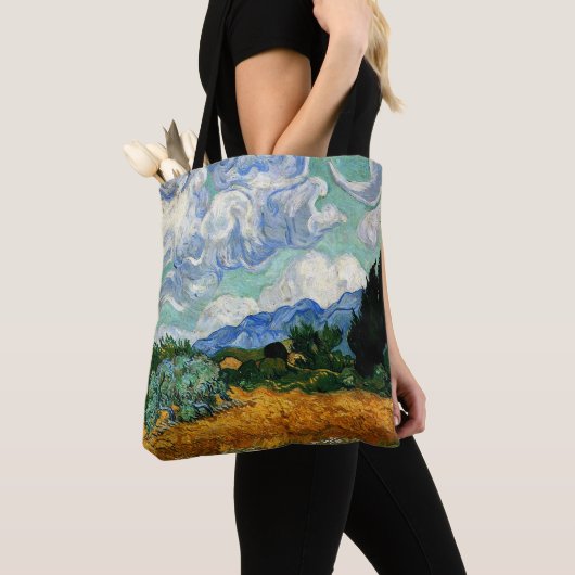 Tote Bag Van Gogh - Wheatfield avec Cypress Tree (De près)