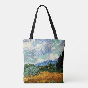 Tote Bag Van Gogh - Wheatfield avec Cypress Tree