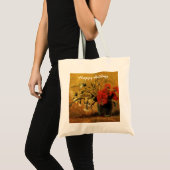 Tote Bag Vase avec oeillets rouges et blancs (Devant (produit))