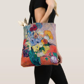 Tote Bag Vase avec Roses et Anémones, Van Gogh (De près)