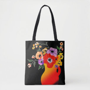 Tote Bag Vase rouge vif des fleurs