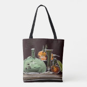 Tote Bag Vase verte à vin de fruits expressionniste (Dos)