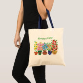 Tote Bag Vases modernes de fleurs et de texte (Devant (produit))