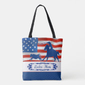 Tote Bag Veau Roping la maman de rodéo de drapeau américain (Dos)
