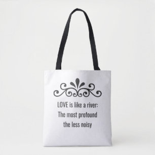 Tote Bag Vecteur floral, texte d'amour sur fond blanc