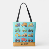 Tote Bag Véhicules de construction mignons garçons personna (Dos)