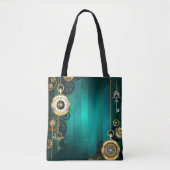 Tote Bag Veille bijoux Steampunk sur un Arrière - plan vert (Devant)