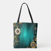 Tote Bag Veille bijoux Steampunk sur un Arrière - plan vert (Dos)