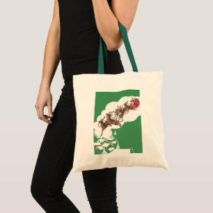 Tote Bag Veille de Noël vintage, Père Noël rétro dans son t