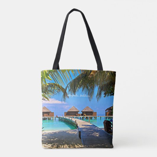 Tote Bag Veligandu, scène tropicale des Maldives (Dos)